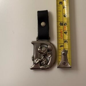 Walt Disney “Mickey Mouse” Letter D Silver Key Chain with Leather Strap
